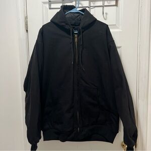 World Famous Sports Hooded Black Canvas Work Wear Jacket Zip up Sportsman